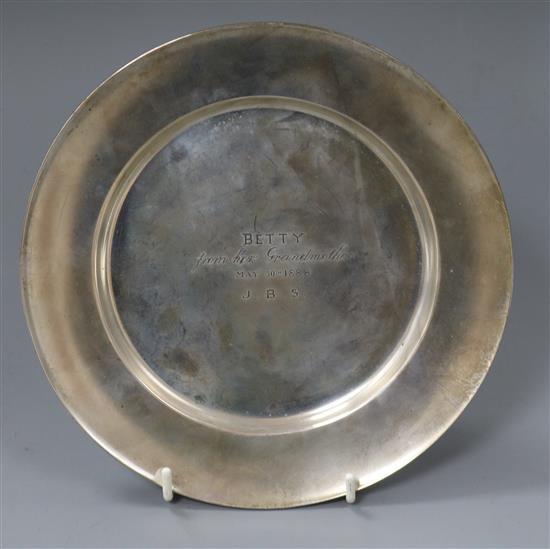 A late Victorian Australian white metal dish, by H. Steiner, 10 oz.